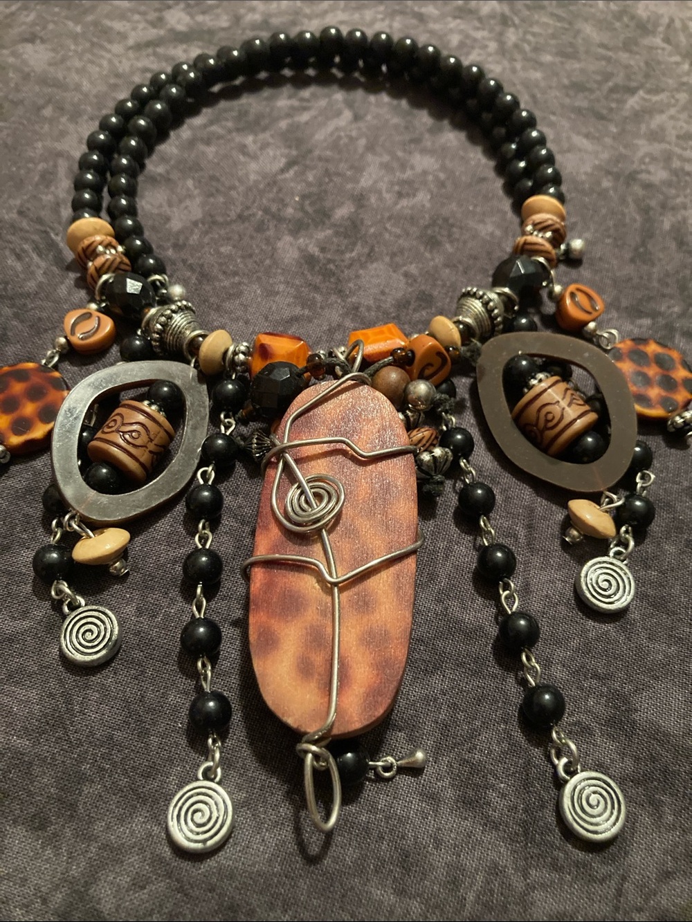 Bohemian Black and Brown Beaded Statement Choker